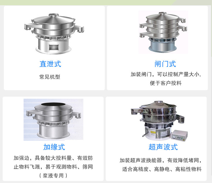 大漢旋振篩根據(jù)不同行業(yè)的要求分為直泄式、閘門式、加緣式、超聲波式等設(shè)計